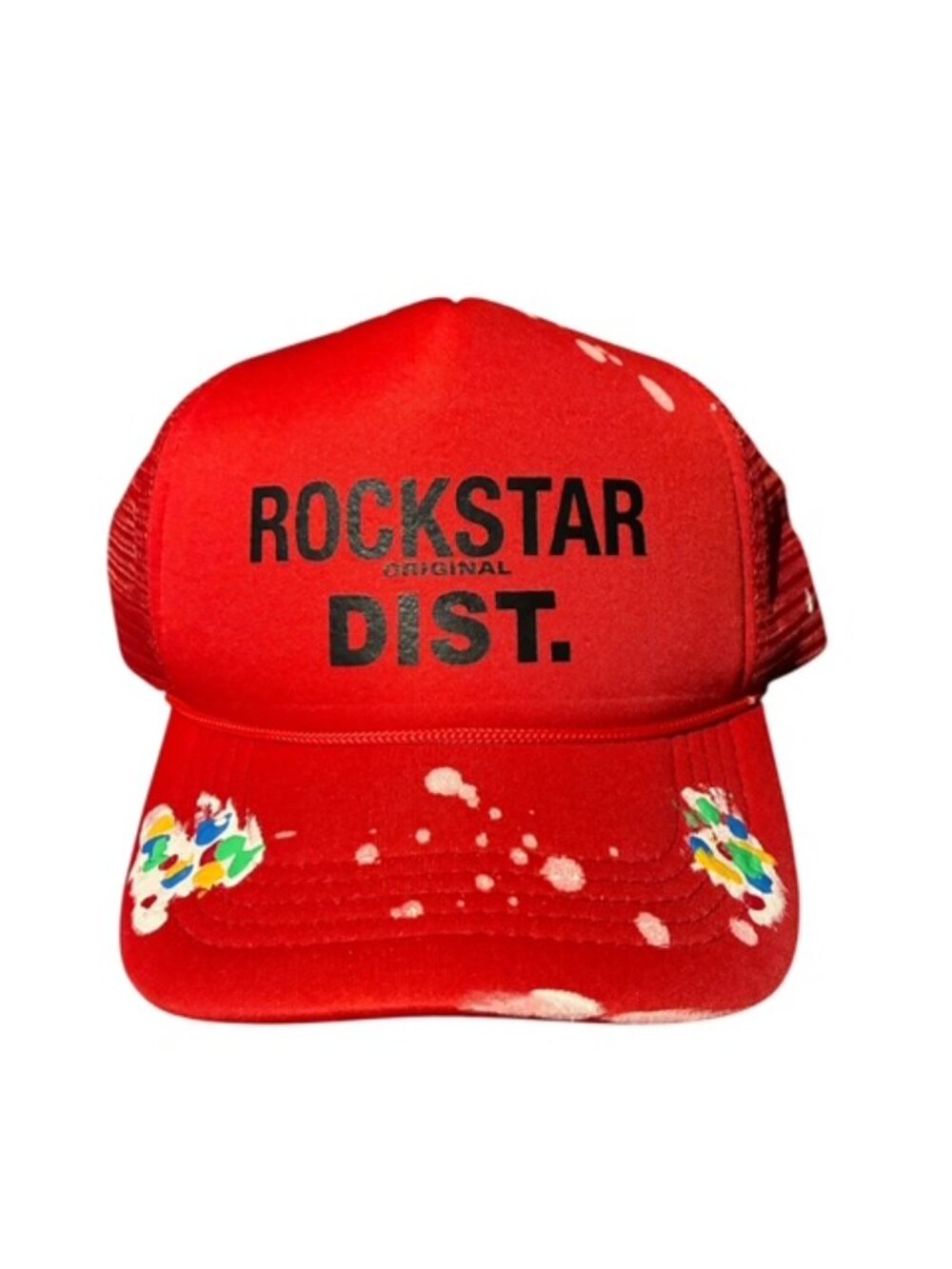 Rockstar Original Dist. Truckers Hat-Red/Multicolor-One Size-Mesh Backing
